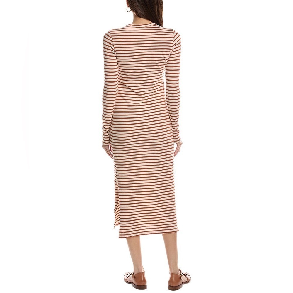 Electric & Rose Long Sleeve Dress in Cream and Amber Stripes - Picture 2 of 6